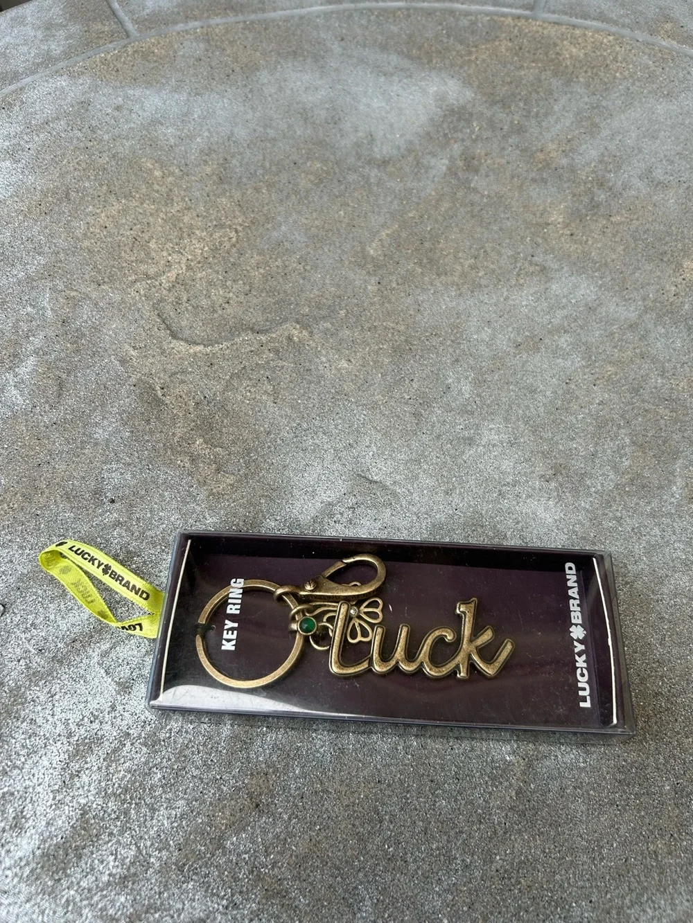 Lucky Brand Brass 'Luck' Key Ring with Green Accent